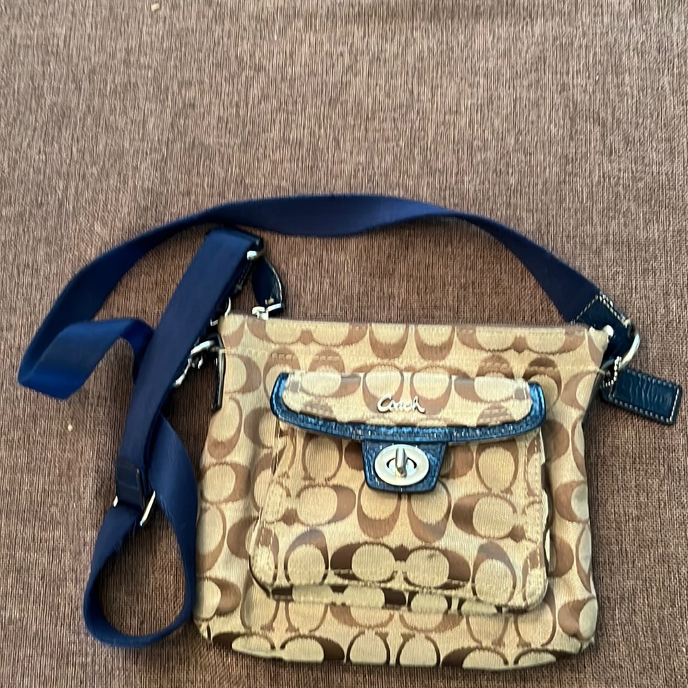Coach messenger bag brown and navy